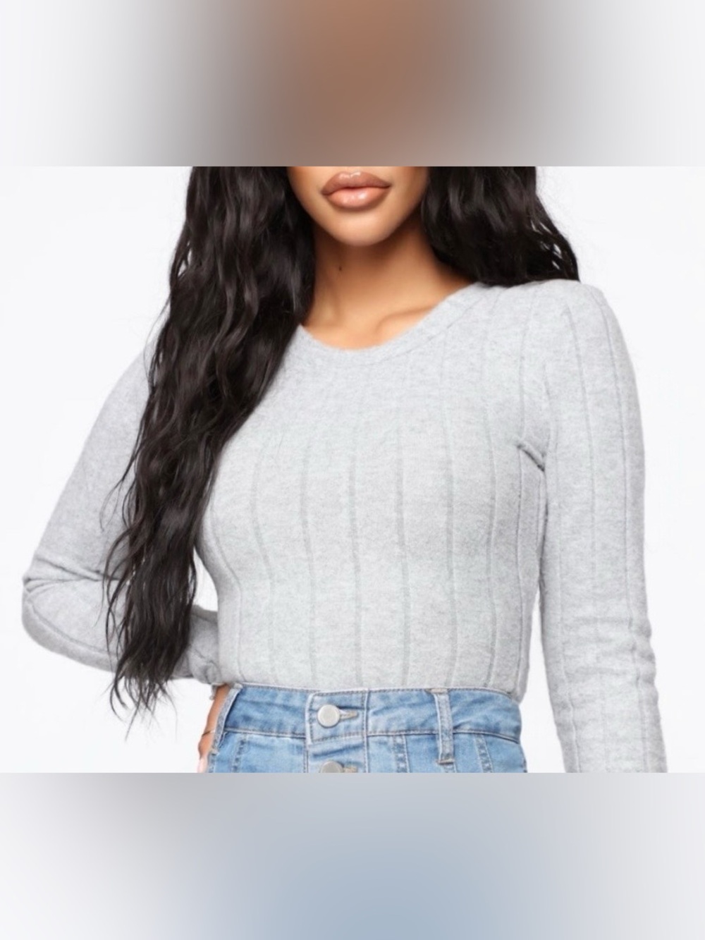 Fashion Nova Heather Grey Maddy Sweater - Medium